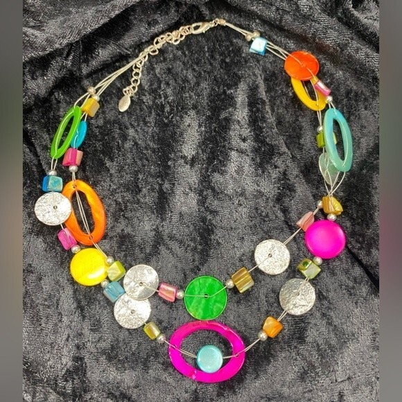 Fabulous Brilliant Neon Multi Color Necklace - Picture 2 of 5